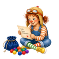kleines Clownmädchen entdeck eine Geheimnis.