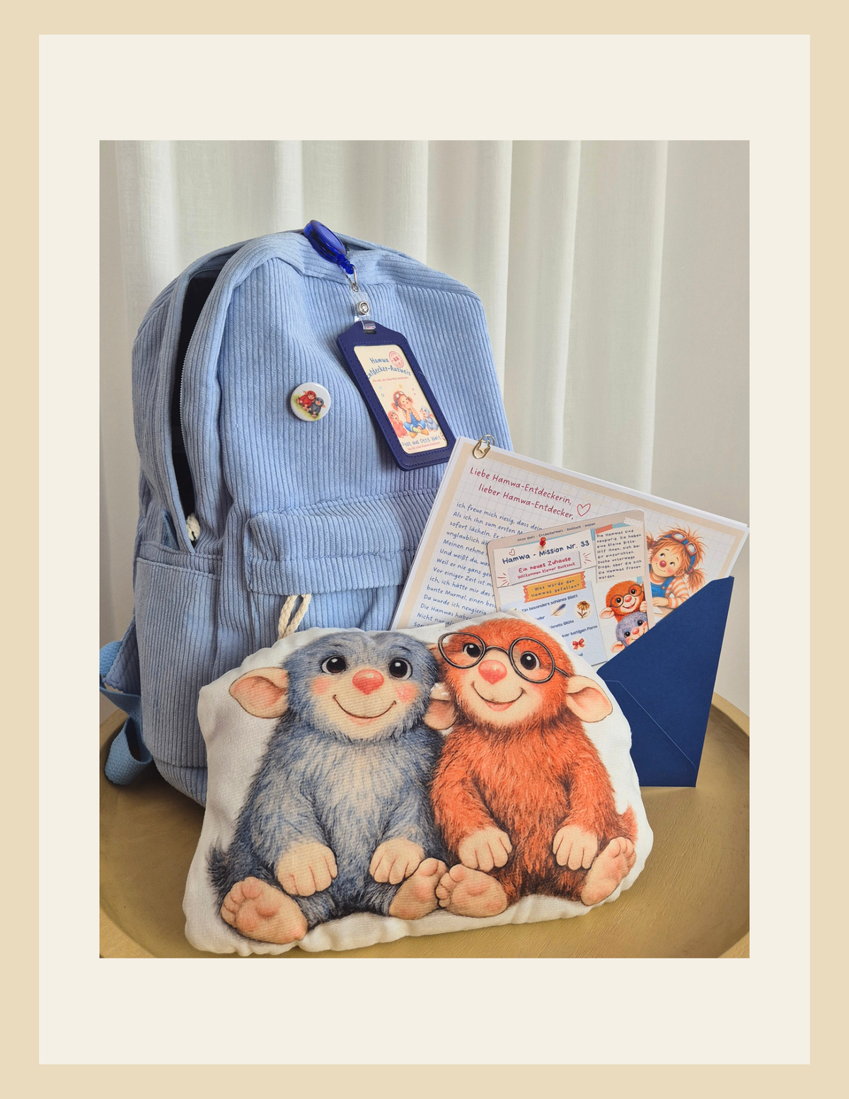 kleiner blauer Cord- Rucksack für Kinder aus Ottis Welt